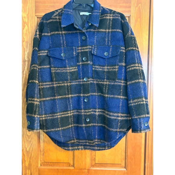 Good American Oversized Plaid Wool Blend Shacket Jacket Women’s 1/2 - Picture 1 of 9